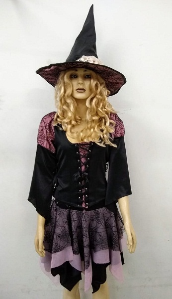 Bruxa corpete preto/rosa